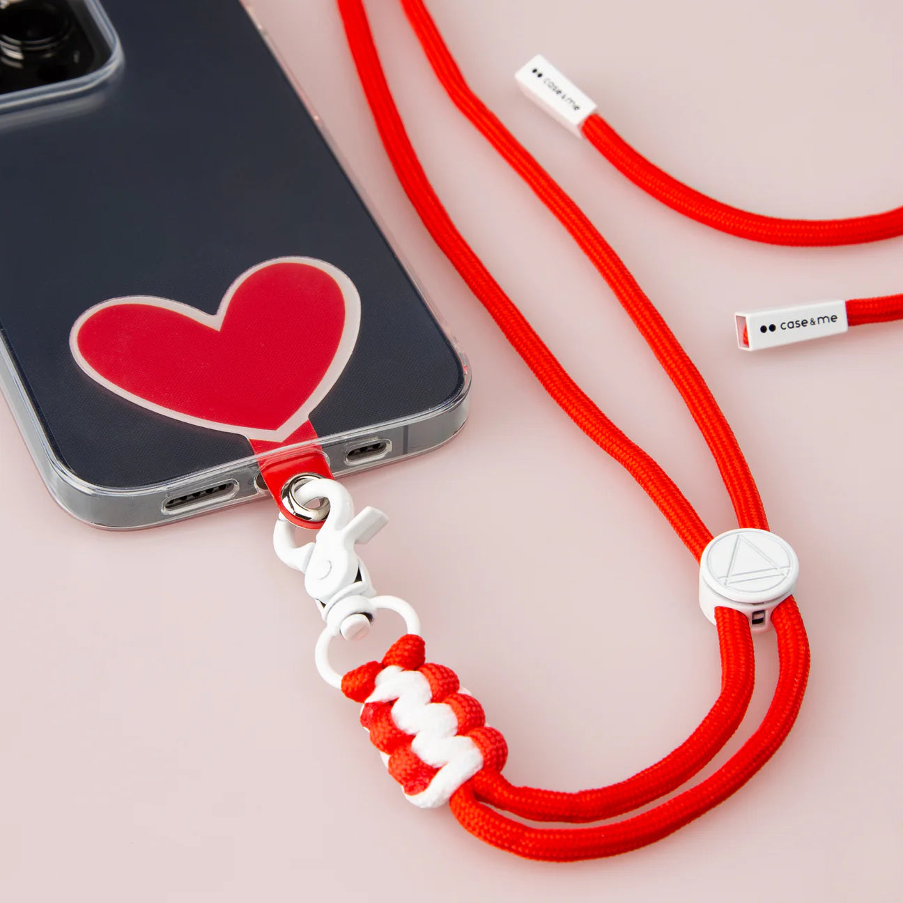 Laccio da collo universale per smartphone con placchetta a forma di cuore