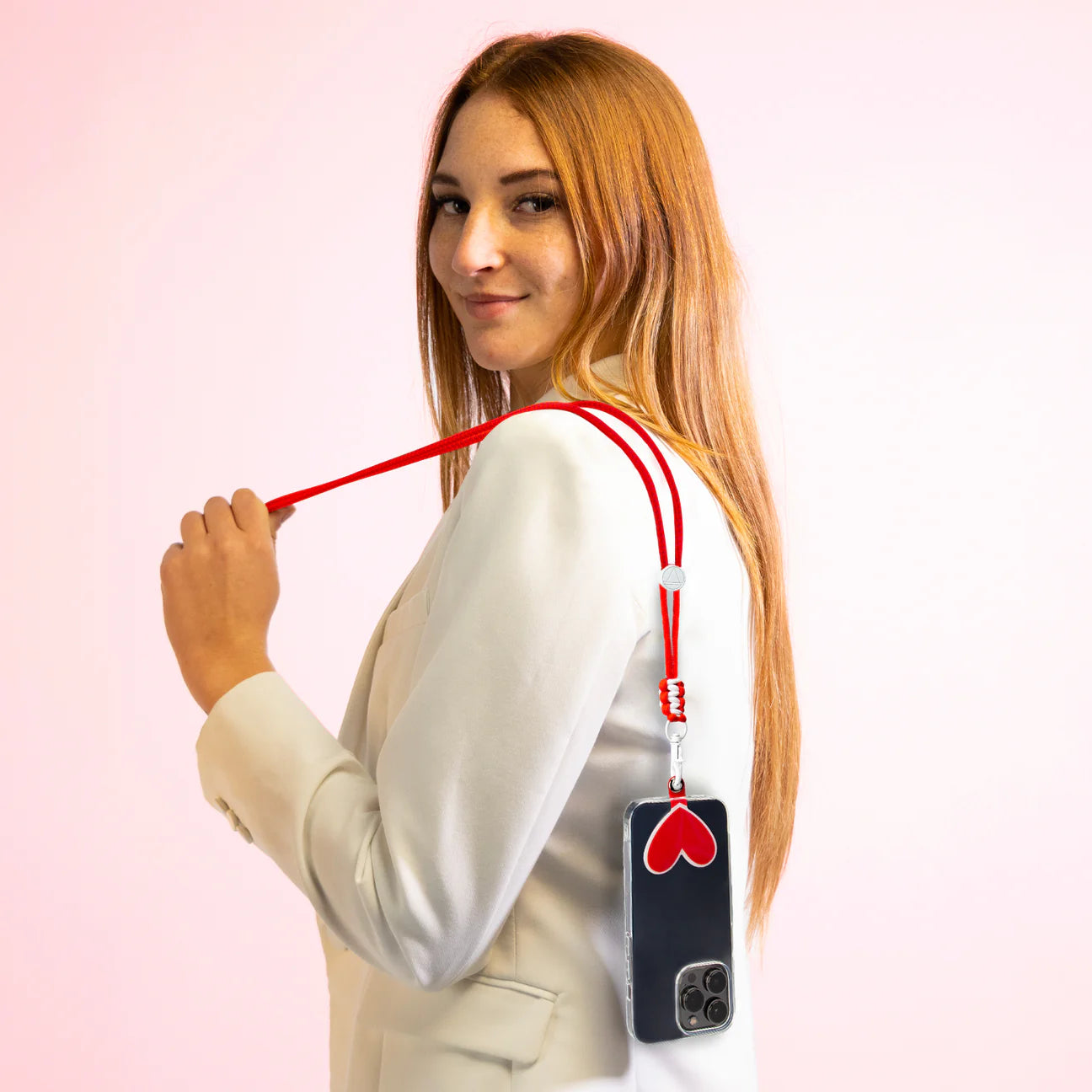Laccio da collo universale per smartphone con placchetta a forma di cuore