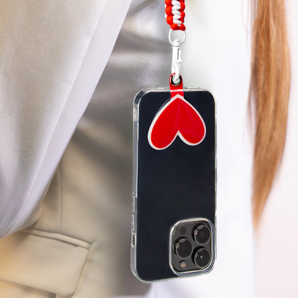 Laccio da collo universale per smartphone con placchetta a forma di cuore