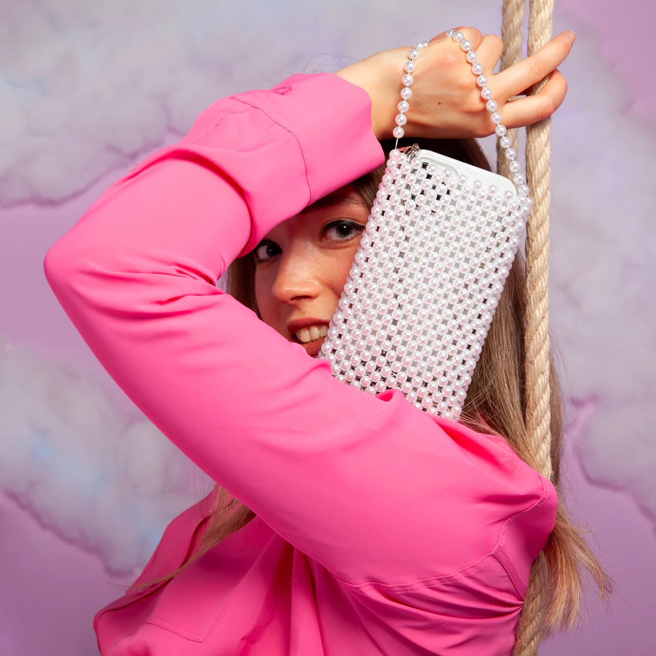 Borsa porta smartphone universale con perline