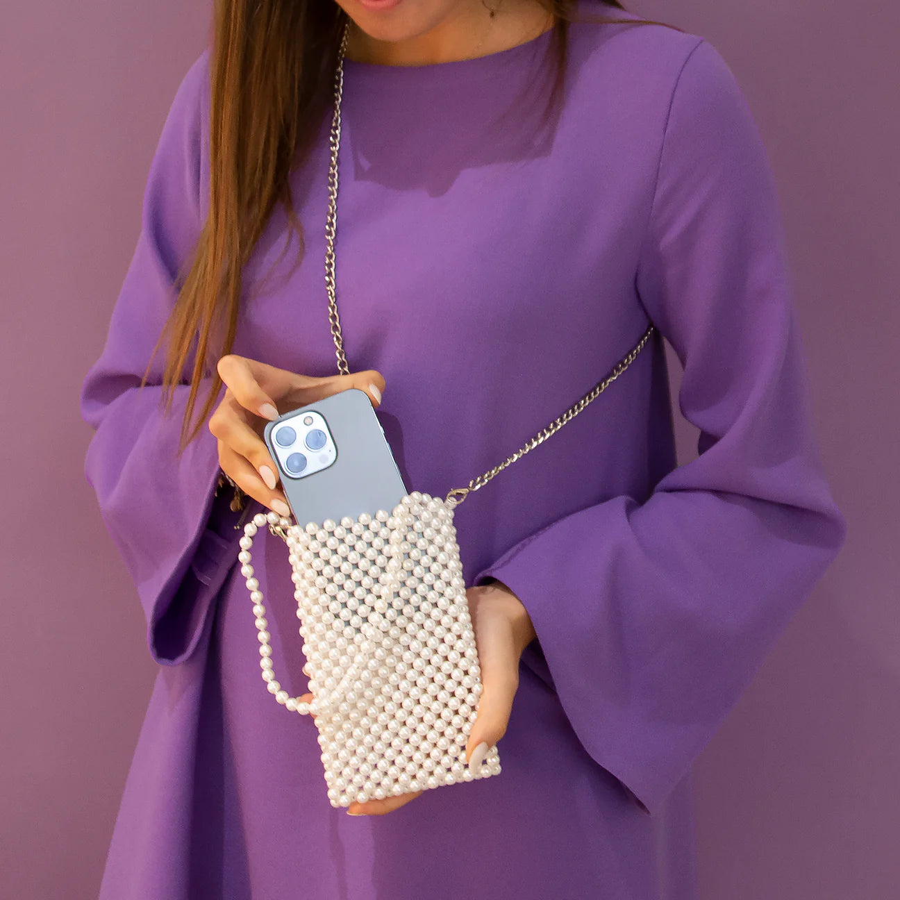 Borsa porta smartphone universale con perline